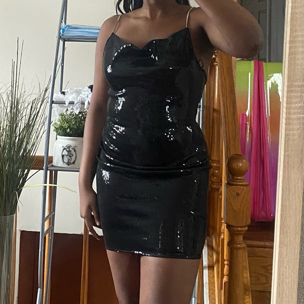 New sequin black mini dress